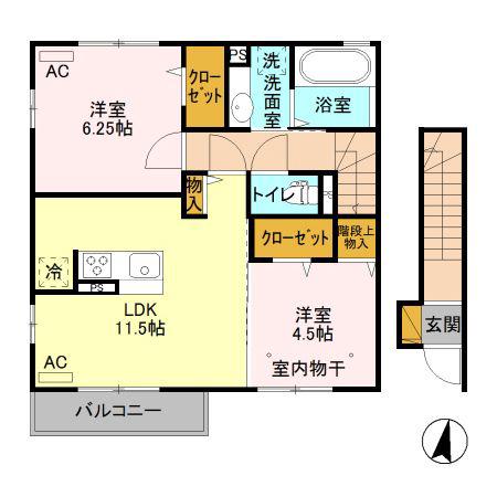 リノ C(2LDK/2階)の間取り写真