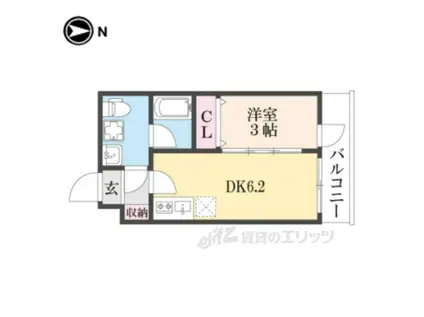 THEGARNETSUITERESIDE(1DK/3階)の間取り写真