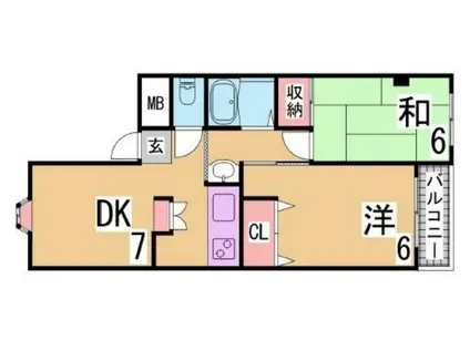 K-COURT西代(2DK/2階)の間取り写真