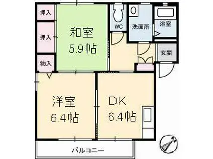 ミレニアムガーデン II(2DK/1階)の間取り写真