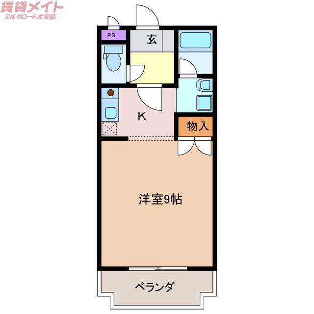 辻マンションA棟(1K/2階)の間取り写真