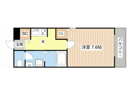 モンタネール(1K/1階)の間取り写真