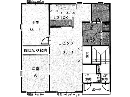 フィオーレII(2LDK/1階)の間取り写真
