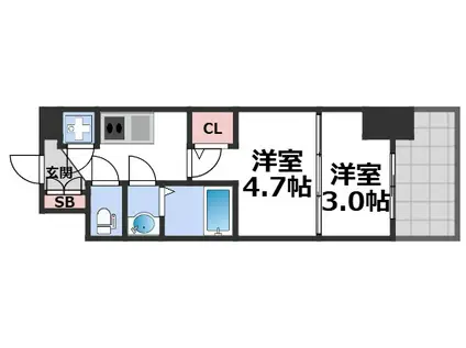 セレニテ東梅田アリエ(2K/12階)の間取り写真