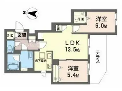 LUMITOILE 久宝寺(2LDK/1階)の間取り写真