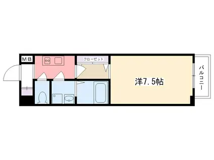アーバングリーン甲子園(1K/9階)の間取り写真