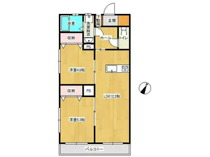 フェリシアパレス(2LDK/4階)の間取り写真