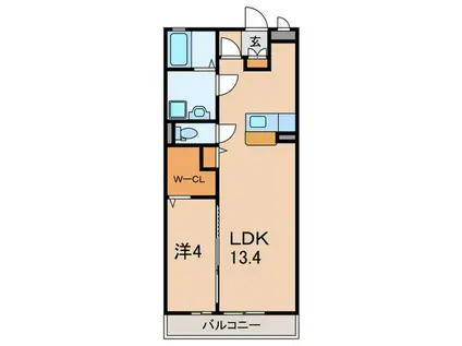 エスポワール西明石(1LDK/2階)の間取り写真