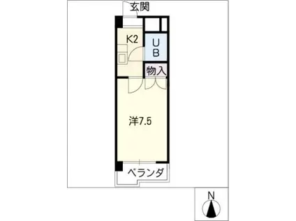 デンマークハイツ(1K/3階)の間取り写真