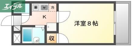 パルミラ津高(1K/3階)の間取り写真