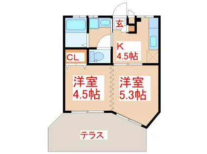 ディスポートII(2K/1階)の間取り写真