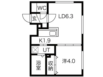 シティレジデンス北6条(1LDK/4階)の間取り写真