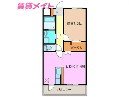 ルネス東員(1LDK/2階)の間取り写真
