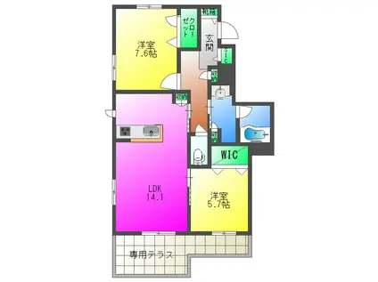 シャーメゾン ラヴィエスタ (2LDK/1階)の間取り写真