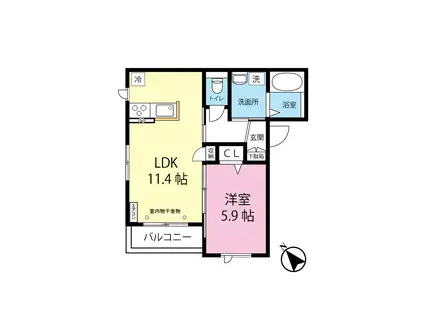 オーソネタウンハウス十番館(1LDK/2階)の間取り写真