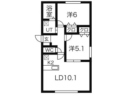 ブルームN33(2LDK/1階)の間取り写真