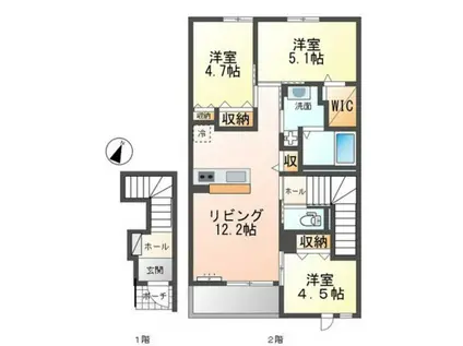 ムーンリバーB(3LDK/2階)の間取り写真