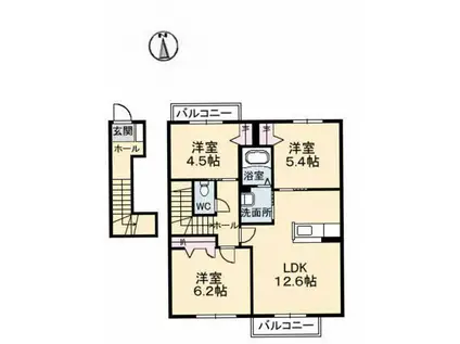 シャーメゾン東岐波A(3LDK/2階)の間取り写真