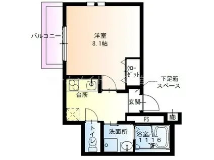 フジパレス岩田町サウス(1K/3階)の間取り写真