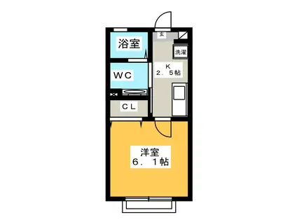 RESIDENCE CRISTAL(1K/1階)の間取り写真