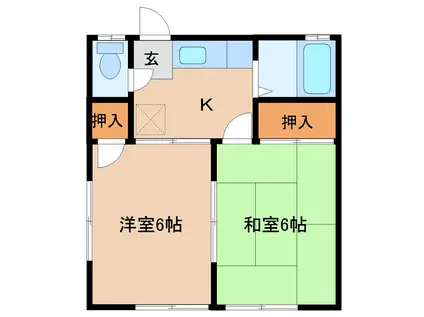 サンライズ A棟(2K/1階)の間取り写真