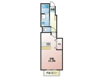 プリムローズII(1K/1階)の間取り写真