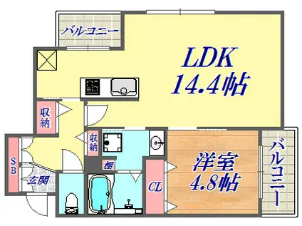 アーバネックス神戸水木通(1LDK/10階)の間取り写真