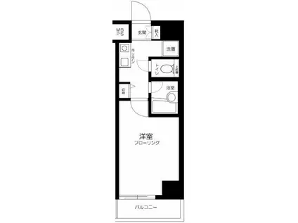 ヴェルヒルズ芝浦(1K/5階)の間取り写真