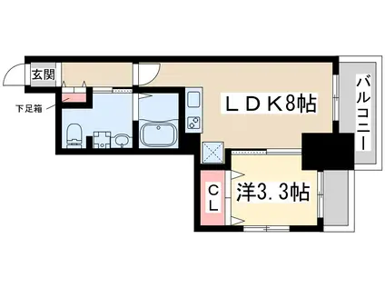 ケイズスクエア江坂(1LDK/3階)の間取り写真