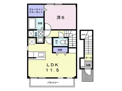 スカイシティ川内(ワンルーム/5階)の間取り写真