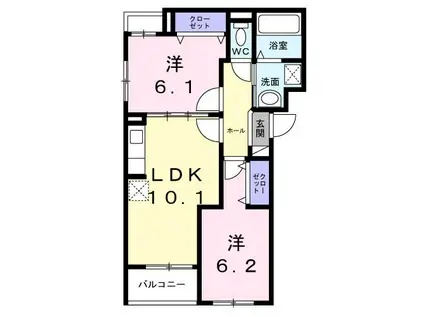安満西の町 (2LDK/3階)の間取り写真