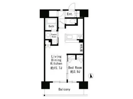 パークキューブ東品川(1LDK/4階)の間取り写真