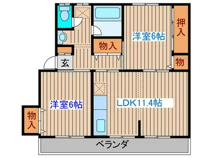ルミナス南光台東(2LDK/2階)の間取り写真