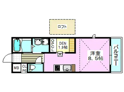 ラフィーネ(ワンルーム/2階)の間取り写真