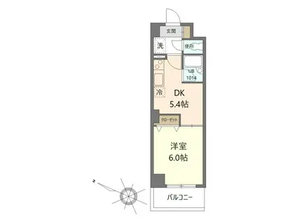 ジョイヴィレッジ御殿山(1DK/5階)の間取り写真