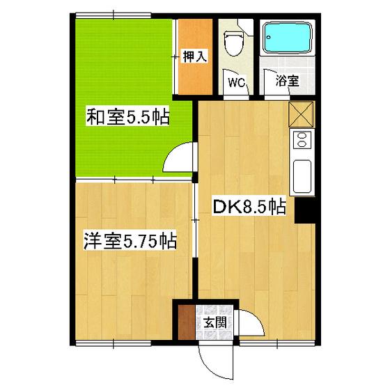 第2コーポ野尻(2DK/2階)の間取り写真