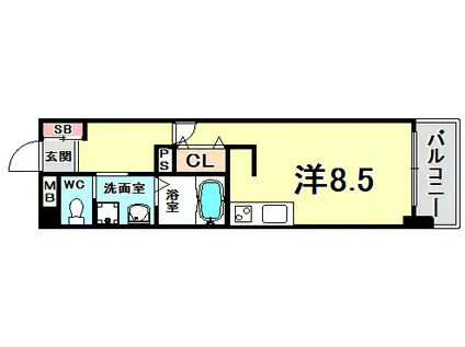 WILLDO浜崎通(ワンルーム/3階)の間取り写真