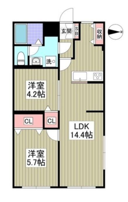 リブレス熊谷中央(2LDK/2階)の間取り写真