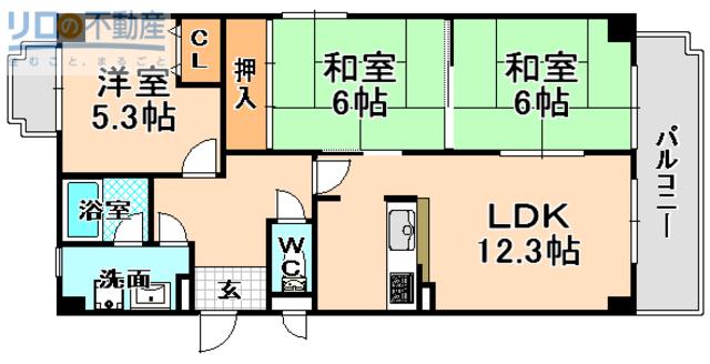 メゾンドーレ野間南(3LDK/3階)の間取り写真