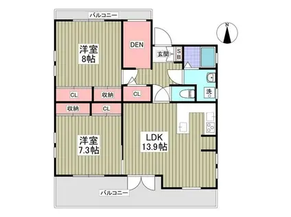 ルナ・アイワン(2LDK/3階)の間取り写真