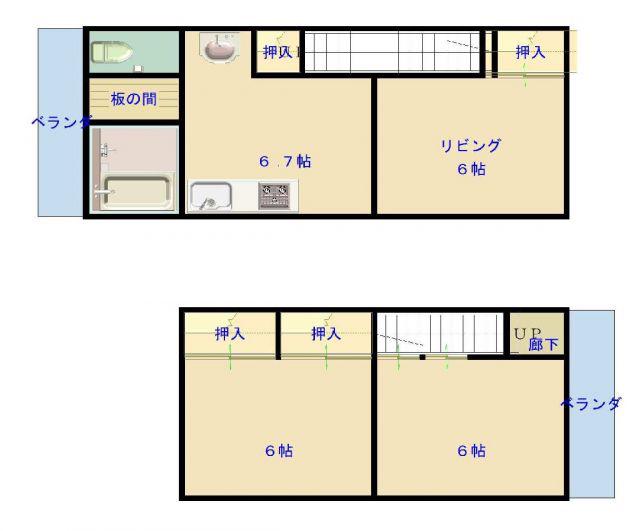 シーサイドアパート(3DK/2階)の間取り写真