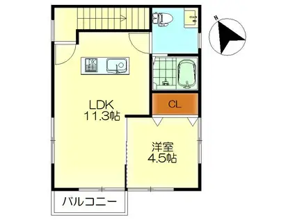 FELICE呉東中央(1LDK/2階)の間取り写真