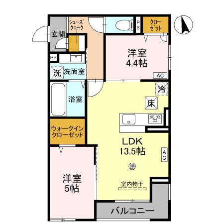 COCOONIA(2LDK/1階)の間取り写真
