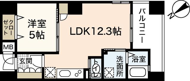 アールヴォレ楠木(1LDK/11階)の間取り写真
