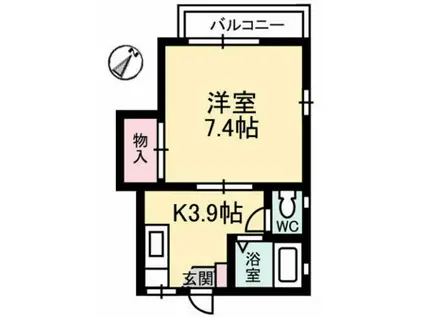 ディアスT2(1K/2階)の間取り写真