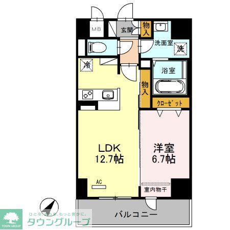 シェルト新都心(1LDK/4階)の間取り写真