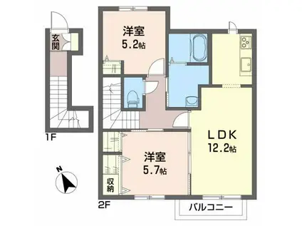 エテルナ(2LDK/2階)の間取り写真