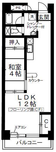 ポラリスビル(1LDK/5階)の間取り写真