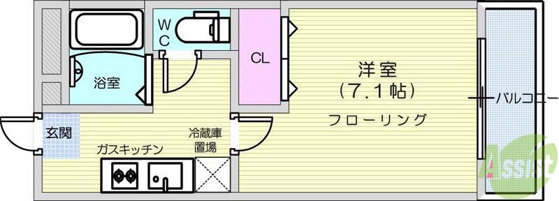コンフォール(1K/1階)の間取り写真
