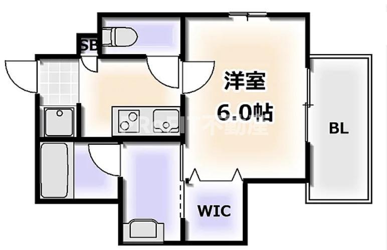 プランドール難波(1K/9階)の間取り写真